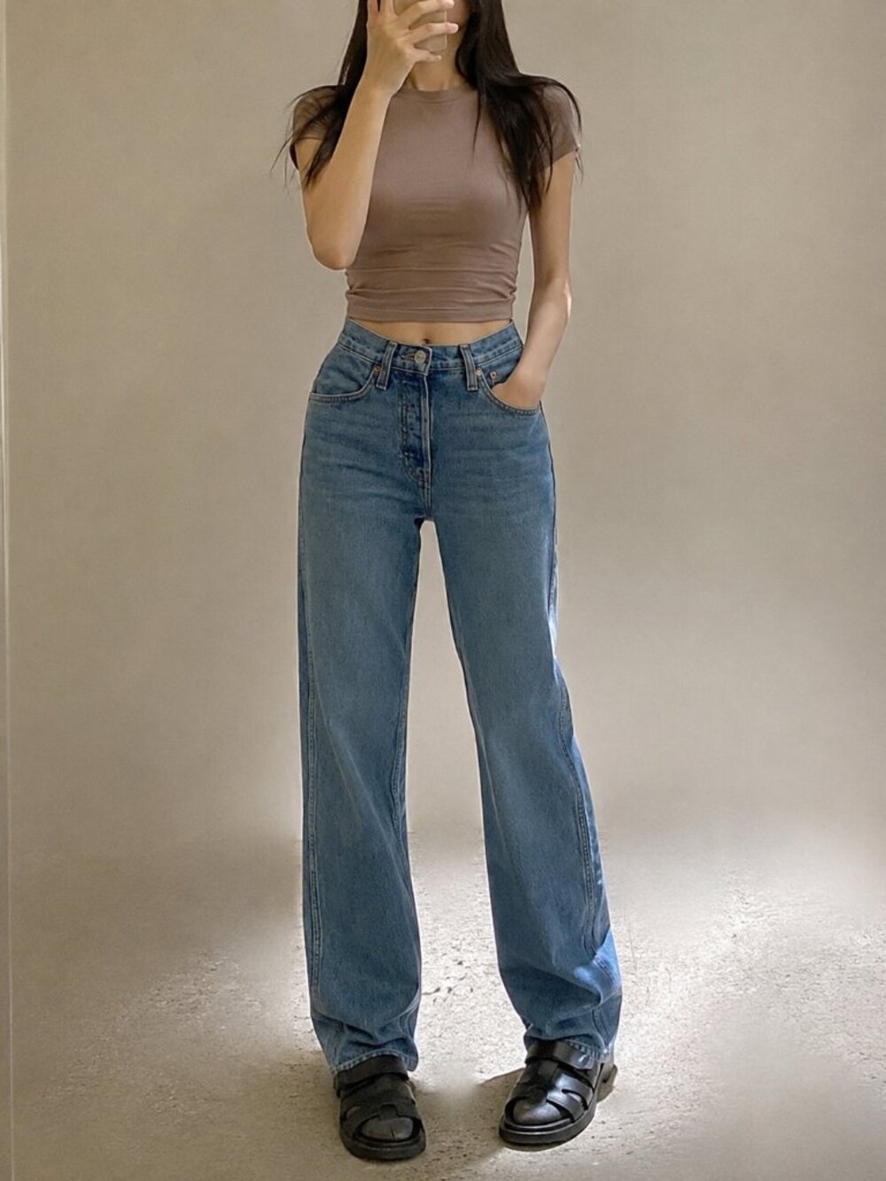Re/Done Denim Jeans Straight Baggy Oversized Fit Size 24 Designer LIKE NEW